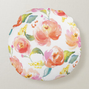 Modernes Monogramm Floral Rundes Kissen