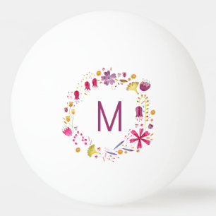 Modernes Monogramm Floral Tischtennisball