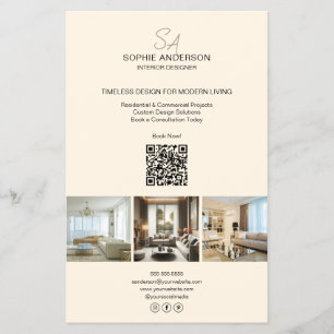 Modernes Monogramm Foto Creme Beruflich Business Flyer