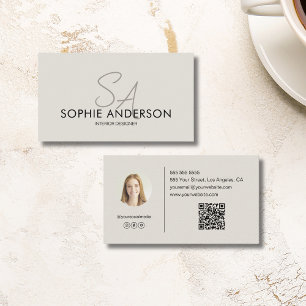Modernes Monogramm Foto QR Beruflich Visitenkarte