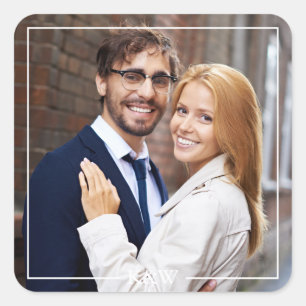 Modernes Monogramm-Foto Quadratischer Aufkleber