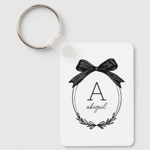 Modernes Monogramm für die erste Schwarz-Weiß-Chic Schlüsselanhänger