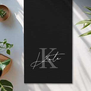 Modernes Monogramm für Schwarz-Weiß-Handschrift Yogamatte