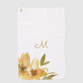 Modernes Monogramm Gelb und Kupfer Golfhandtuch