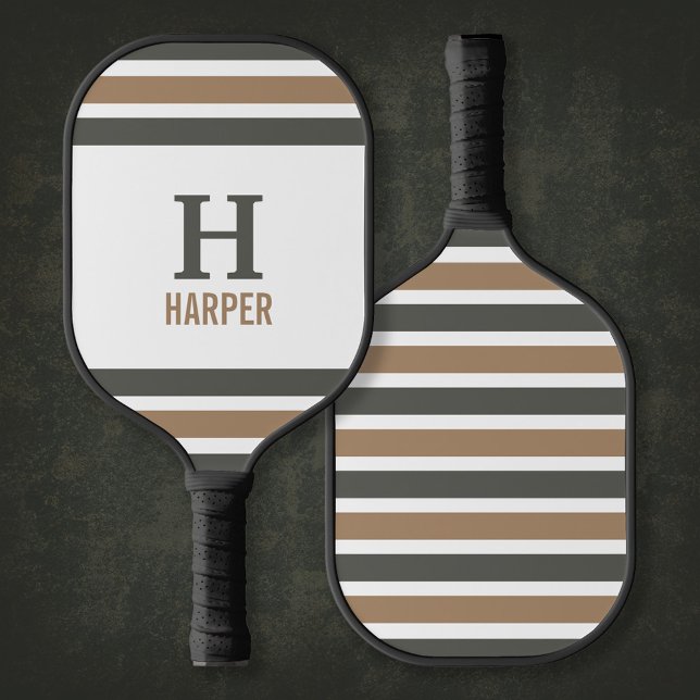 Modernes Monogramm gestreift Pickleball Schläger (Von Creator hochgeladen)
