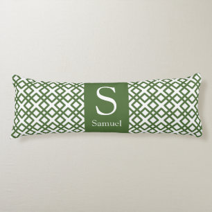 Modernes Monogramm-Gitter im Militärgrün Seitenschläferkissen