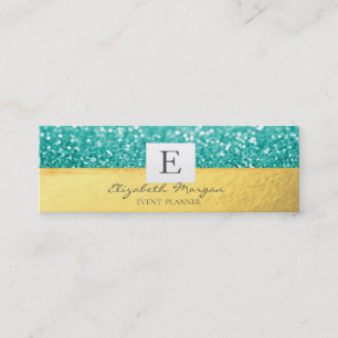 Modernes Monogramm Gold, Glitzer Bokeh Mini Visitenkarte