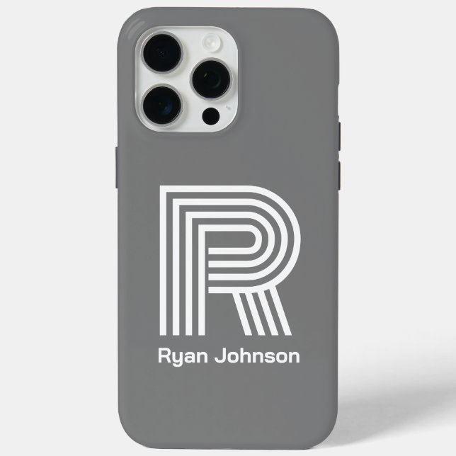 Modernes Monogramm Grau Case-Mate iPhone Hülle (Rückseite)