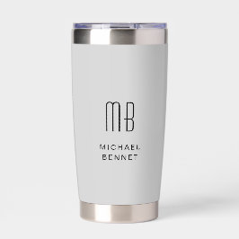 Modernes Monogramm Grau Thermobecher