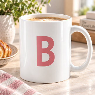 Modernes Monogramm Große Letter-Rose Rosa Kaffeetasse