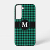 Modernes Monogramm Grünes Kariertes Muster