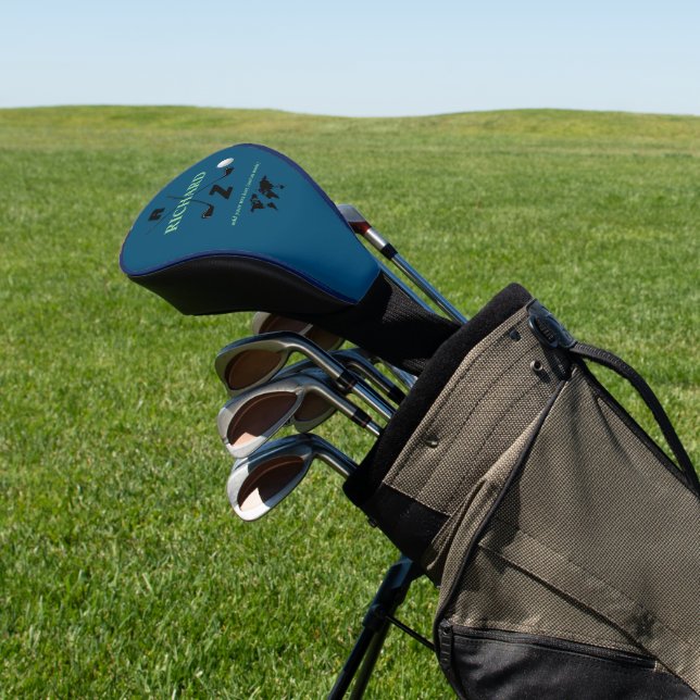 Modernes Monogramm I Mit Monogramm Blau Golf Headcover (In SItu)