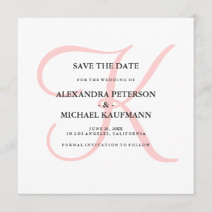 Modernes Monogramm in rosa Save the Date elegant