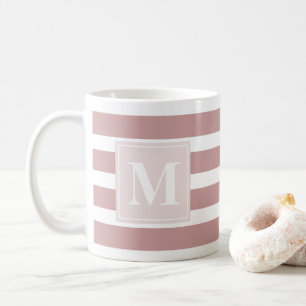 Modernes Monogramm in Rosa und Weiß Kaffeetasse