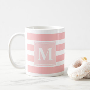 Modernes Monogramm in Rosa und Weiß Kaffeetasse