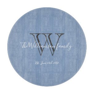 Modernes Monogramm Initial- + Familienname Chic Schneidebrett