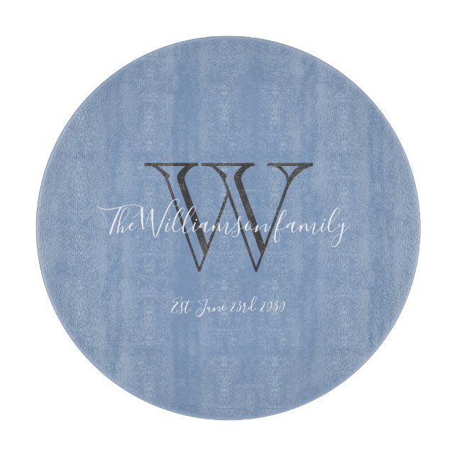 Modernes Monogramm Initial- + Familienname Chic Schneidebrett (Vorderseite)