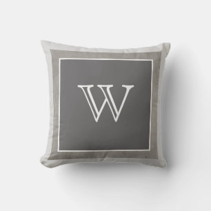 modernes Monogramm-Kissen grau und weiß Kissen