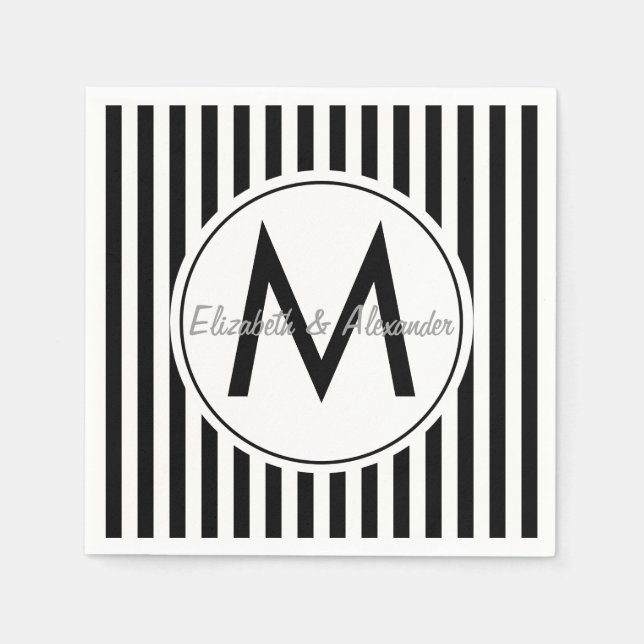 Modernes Monogramm, kundenspezifisch gestreift Serviette (Vorderseite)