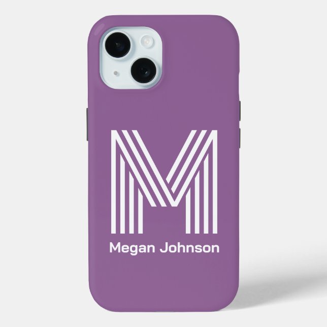 Modernes Monogramm Lila Case-Mate iPhone Hülle (Rückseite)