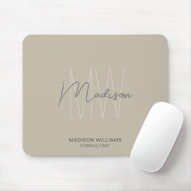 Modernes Monogramm-Logo Beige Berater Mousepad (Mit Mouse)