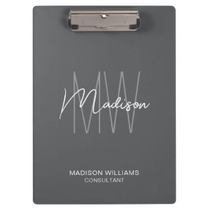 Modernes Monogramm-Logo Grau Berater Klemmbrett