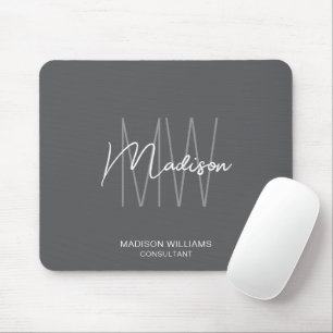 Modernes Monogramm-Logo Grauer Berater Mousepad