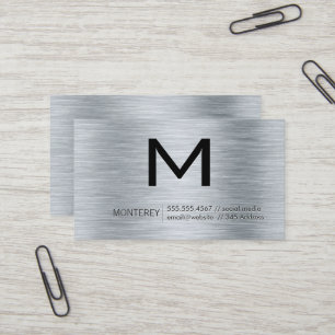 Modernes Monogramm Metallischer gebürsteter Hint Visitenkarte