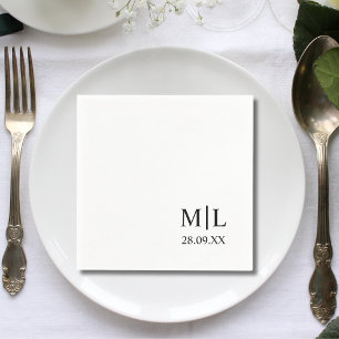 Modernes Monogramm Minimalistische Hochzeit Serviette
