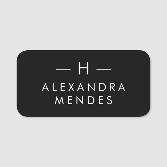 Modernes Monogramm, Minimalistisches Elegantes Mod Namensschild (Vorderseite)