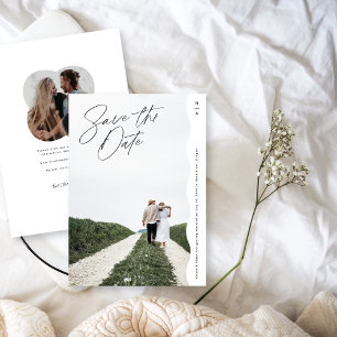 Modernes Monogramm mit weißem Rand-Minimal Save The Date