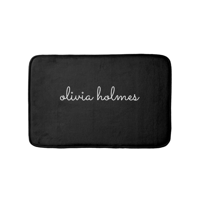 Modernes Monogramm | Modern Black text name rug Te Badematte (Vorderseite)