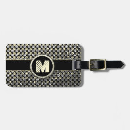 Modernes Monogramm Muster in Gold und Schwarz Gepäckanhänger