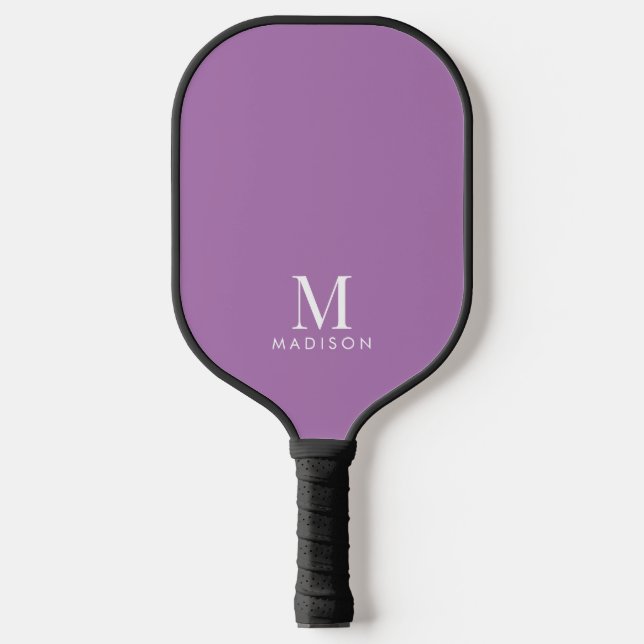 Modernes Monogramm Name Lavendel Pickleball Schläger (Vorderseite)