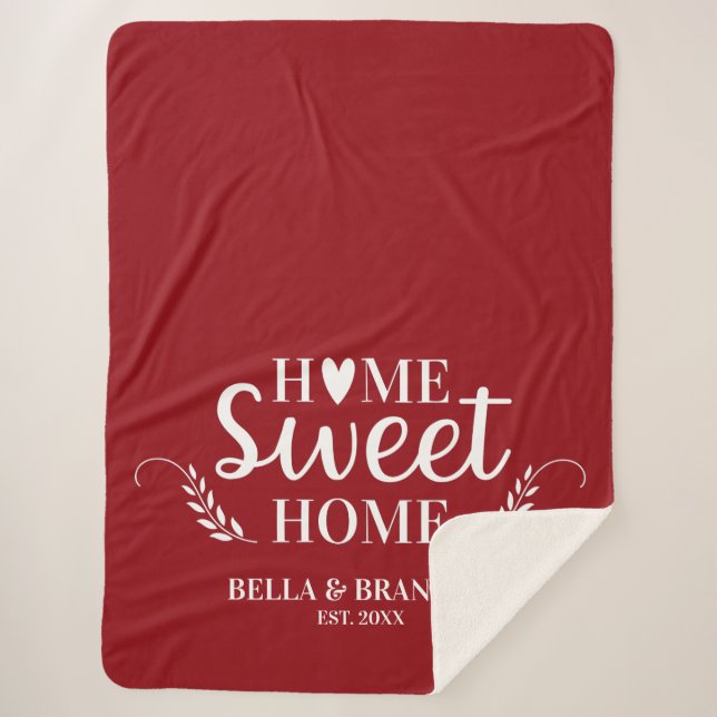 Modernes Monogramm Name Script Red Sherpa Blanket Sherpadecke (Vorderseite)