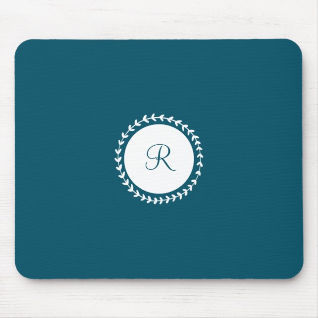 Modernes Monogramm Navy Blue Mousepad (Vorne)