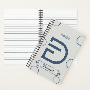 Modernes Monogramm-Notebook mit Buchstabe D Notizbuch