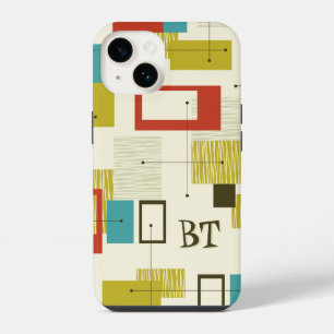 Modernes Monogramm Personalisiertes Retro iPhone 14 Hülle