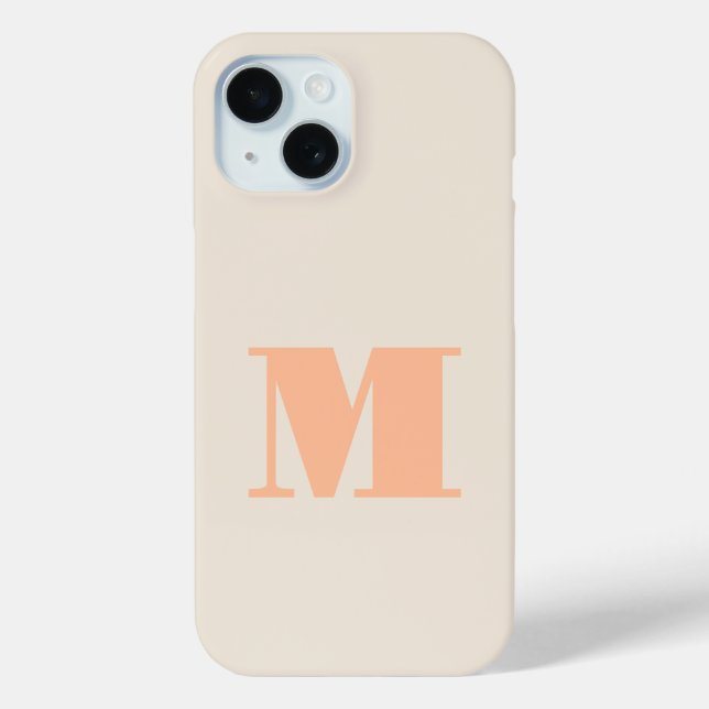 Modernes Monogramm-Pfirsich Case-Mate iPhone Hülle (Rückseite)