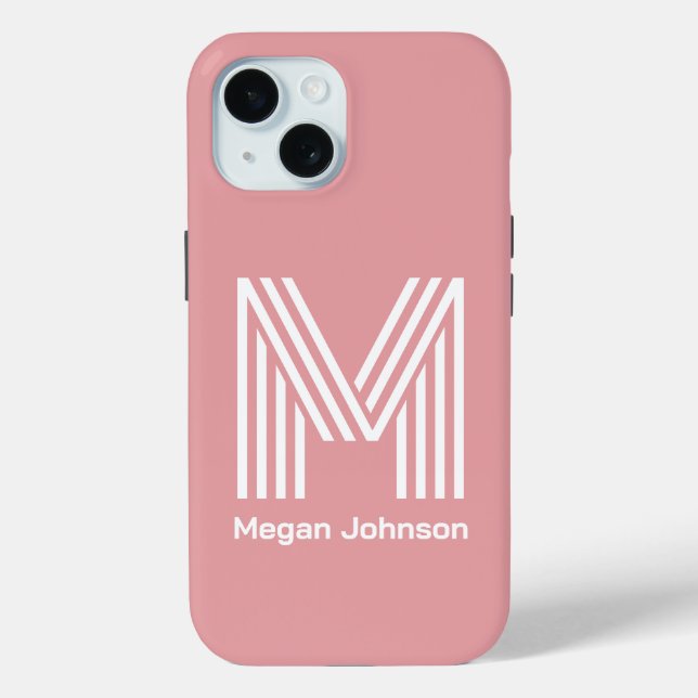 Modernes Monogramm Rosa Case-Mate iPhone Hülle (Rückseite)