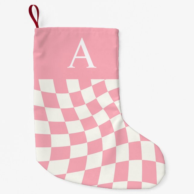 Modernes Monogramm rosa, doppelseitig geprüft Kleiner Weihnachtsstrumpf (Vorderseite)