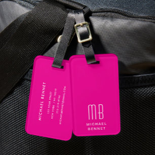 Modernes Monogramm Rosa Gepäckanhänger