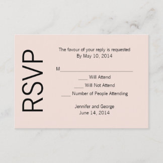 Modernes Monogramm - Rosa und Schwarz RSVP Karte