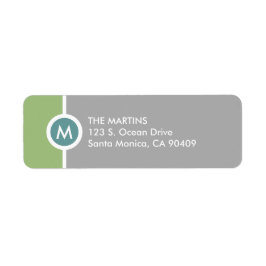 Modernes Monogramm Rücksendeaufkleber - Grün/Grau