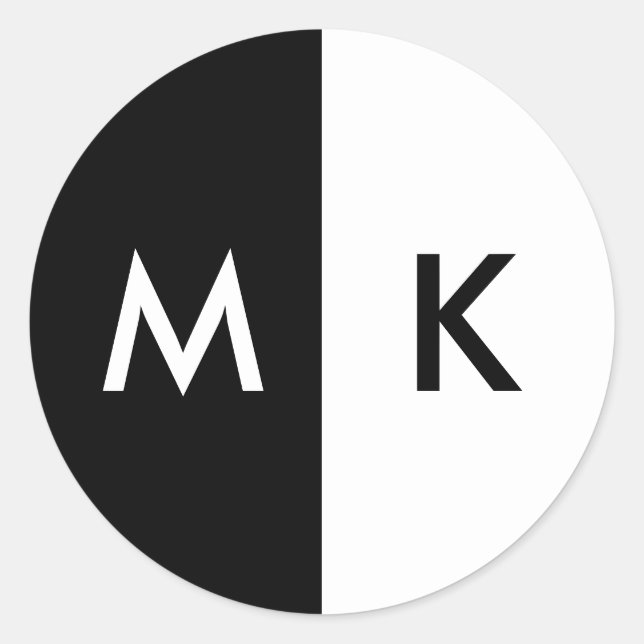 Modernes Monogramm Runder Aufkleber (Vorderseite)