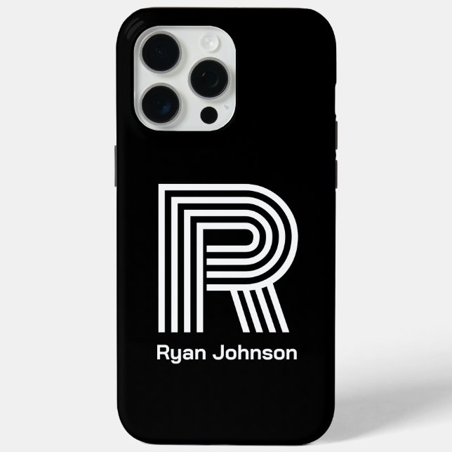 Modernes Monogramm Schwarz Case-Mate iPhone Hülle (Rückseite)