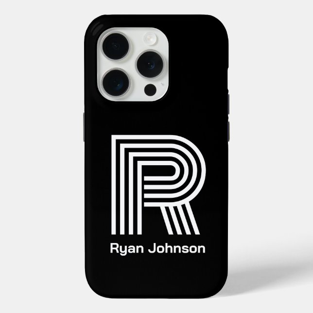 Modernes Monogramm Schwarz Case-Mate iPhone Hülle (Rückseite)