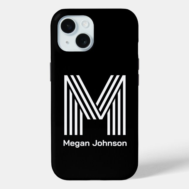 Modernes Monogramm Schwarz Case-Mate iPhone Hülle (Rückseite)