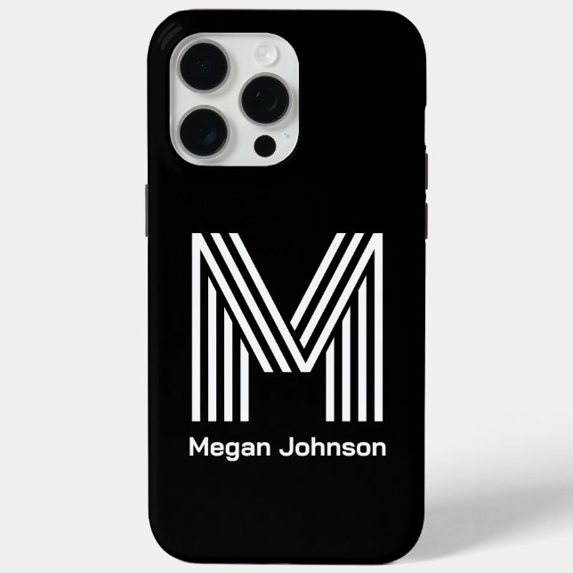 Modernes Monogramm Schwarz Case-Mate iPhone Hülle (Rückseite)