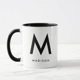 Modernes Monogramm | Schwarz und Weiß Tasse